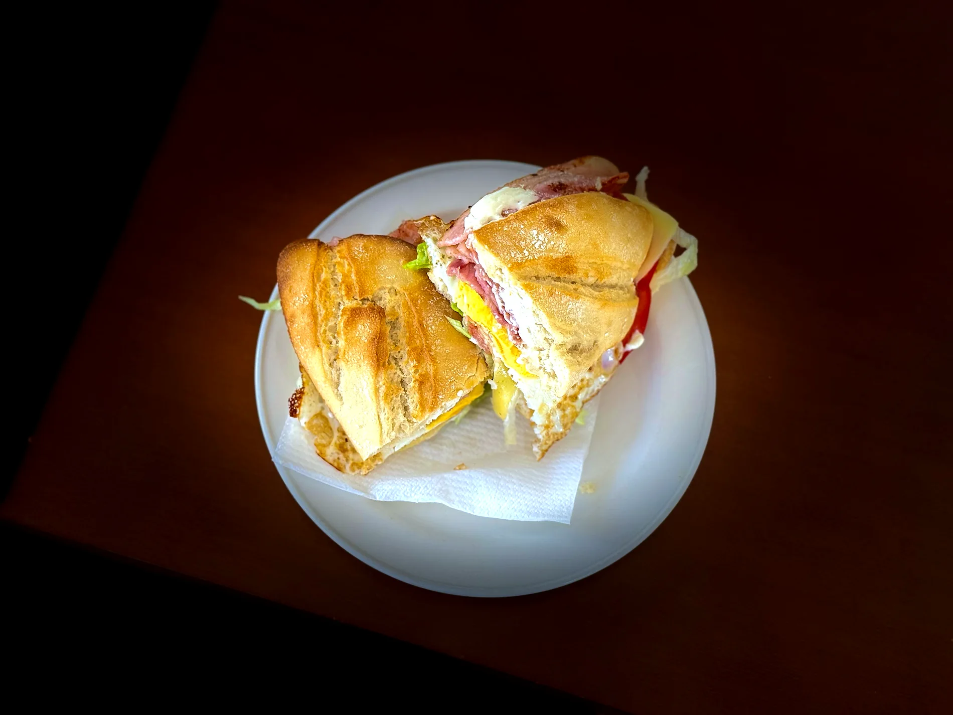 Bocadillo de desayuno visto desde arriba